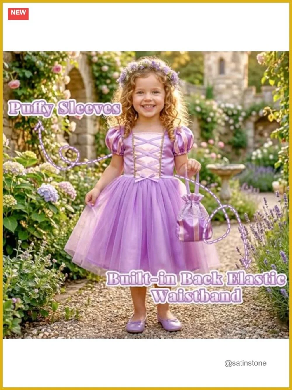 Toddler Girl Princess Dress Up Trunk - 6 Pcs Costume Set Fancy Dress Outfit 2T